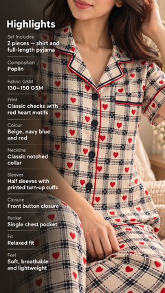 Cupid's Check Nightsuit